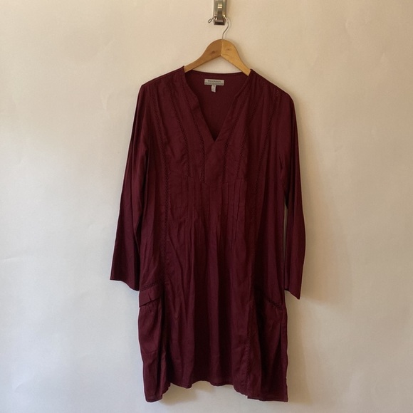 World Market Tiered Eyelet Dress Burgundy M #342 - Picture 9 of 13
